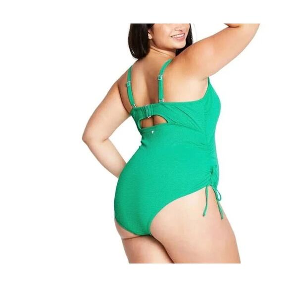 Stoney Clover Lane Green One Piece Swimsuit Sz 20W V-Neck Textured Ruched Target - Picture 6 of 11